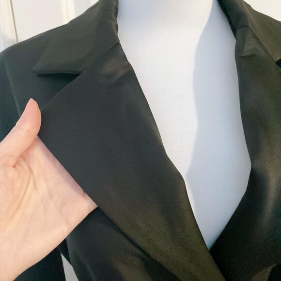 NWT Women Black Lapel Double Breasted Business Blazer Dress Trench Coat - Picture 2 of 5